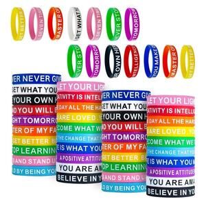 QEERBSIN Motivational Quote Bracelets- 60 Pcs Silicone Bracelets bulk...